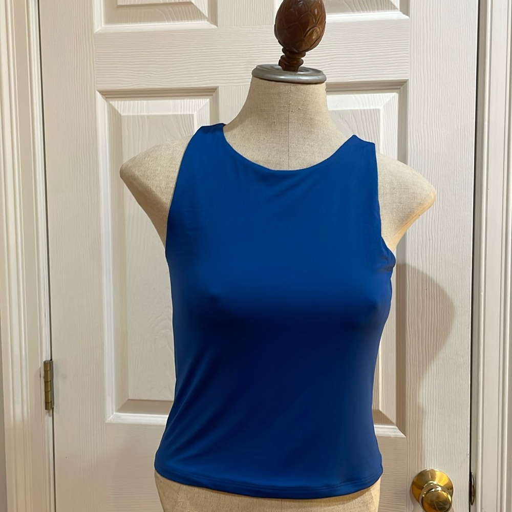 Olive & Oak royal blue tank top sleeveless Shell nylon spandex stretch women’s M
